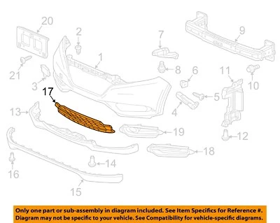 Componentes de parachoques HONDA OEM 16-18 HR-V - rejilla inferior 71103T7JH00 Foto 1 de 2