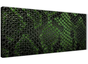 Dark Green Snakeskin Animal Print Living Room Canvas Wall Art - Abstract Print - Picture 1 of 32