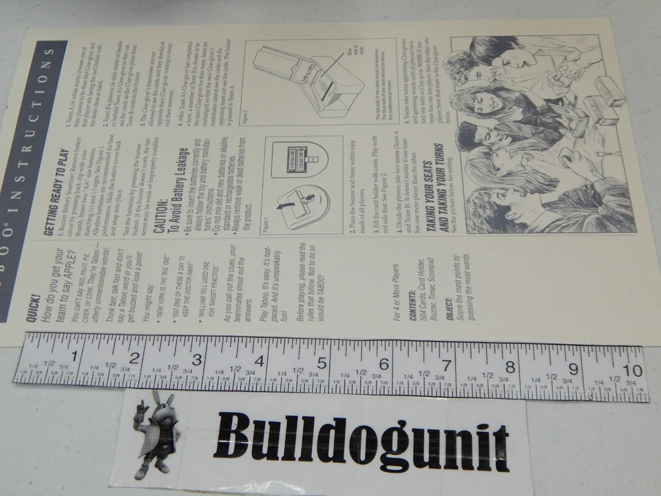 1989 Taboo Board Game Replacement Instructions Manual Only - Image 1 of 1