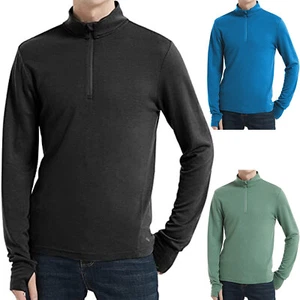 Camisas de esquí 100 % lana merino de peso medio manga larga capa base cremallera cuello - Imagen 1 de 36