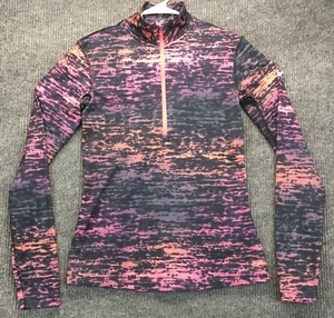 Nike Pro Shirt Jacket Womens Medium Black Pink Dri-Fit 1/2 Zipper Long Sleeve M - Picture 1 of 13