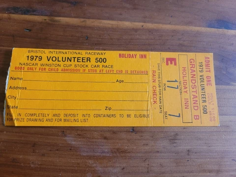 1979 Bristol International Speedway Volunteer  500 Ticket Darrell Waltrip Win Cover