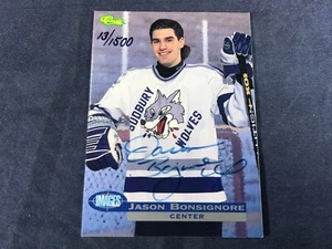K4-16 HOCKEY CARD - JASON BONSIGNORE - AUTOGRAPHED - 1995 CLASSIC - #13/500 - Imagen 1 de 2