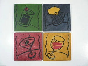 SET OF 4 ASSORTED THIRSTY STONE BAR COASTERS - Picture 1 of 4