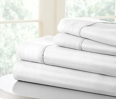 Juego de sábanas a rayas Dobby de Kaycie gris colección tan suave - bolsillo extra profundo Foto 1 de 4