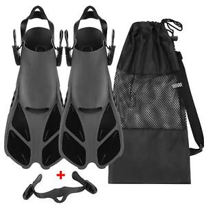 New ListingSnorkel Fins, Travel Size Adjustable Strap Diving Flippers with Mesh Bag and .