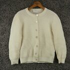 Vintage Women's Size M Acrylic White Knit Button Up Sweater