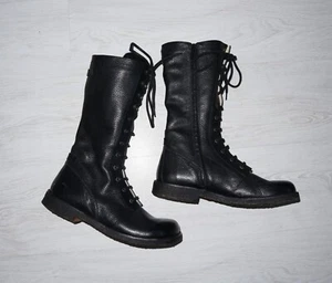ANGULUS Womens Black Leather Lace Up Zipper Wide Fit Insulated Boots Size 41 - Picture 1 of 8