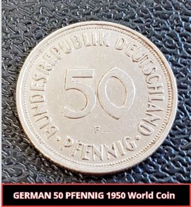 Moneda Mundial Alemana 50 Pfennigs KM#109.1 (1) 1950 'F'; (1) 1971 'F' *Precio por EA - Imagen 1 de 12