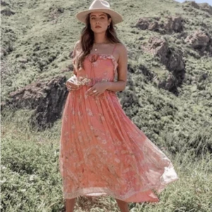 Spell & The Gypsy Dusty Pink Hendrix Strappy Maxi Dress Lurex Threads S - Picture 1 of 10