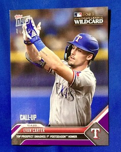 EVAN CARTER 2023 Topps Now #964 SSP Call Up 1st Postseason Hr Purple /25 CHAMPS