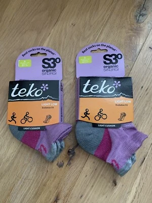Велоспорт работает носки женщин Kids Merino свет подушка ЕС 34-37 Великобритании 2-4,5 2 x Teko - Изображение 1 из 4