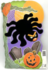 Eureka Fuzzy Flocked Spider in the Graveyard Pumpkin Die Cut Wall Decoration