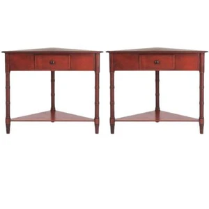 Home Square Gomez 28"H Pine Wood Corner Table in Red - Set of 2 - Picture 1 of 2