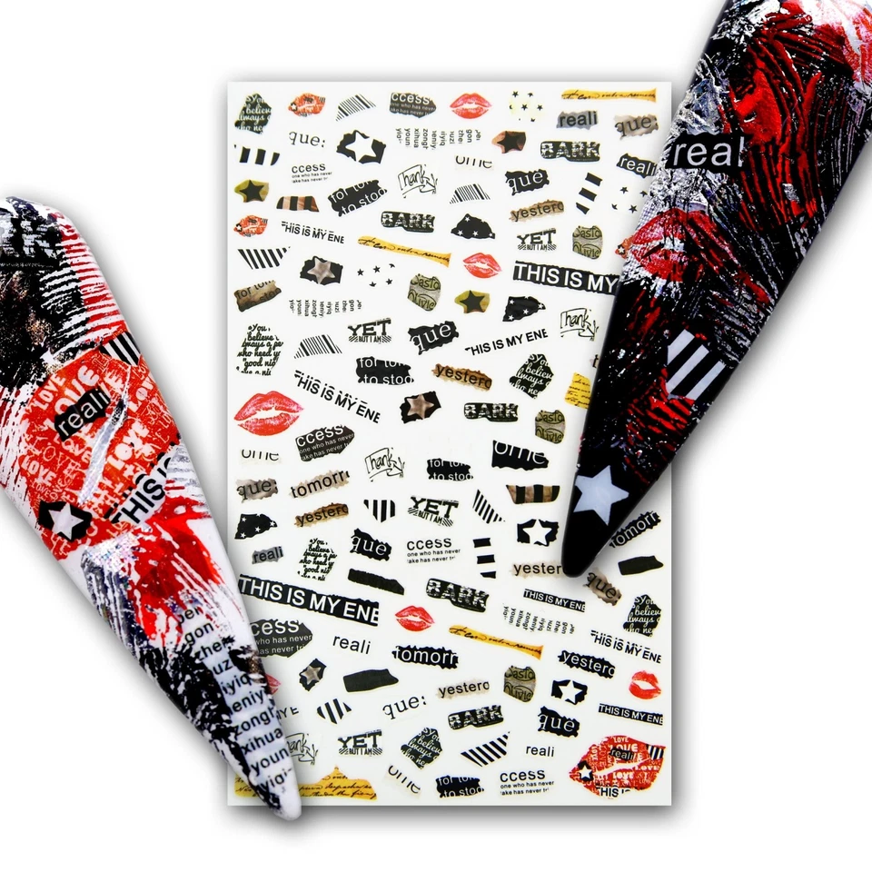 VON WELLEAN EIGENART Adesivi per unghie Set di 3 fogli, adesivi ultra sottili (STUS-22)