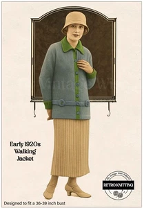 Vintage 1920s Knitting Pattern – Easy Stocking Stitch Cardigan 36-39 Bust - Picture 1 of 2