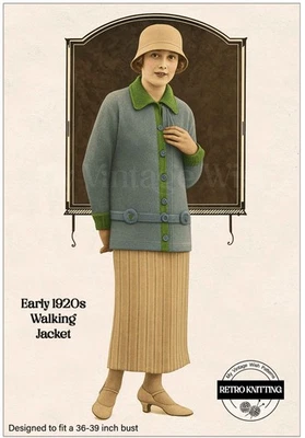 Vintage 1920s Knitting Pattern – Easy Stocking Stitch Cardigan 36-39 Bust - Image 1 of 2