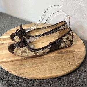 Coach Jasmine signature c's logo ballet flats women's size 9 M Brown - Picture 1 of 10