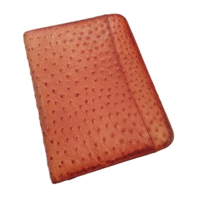 Vintage Ostrich Leather Planner Binder 3 Ring Zipper Pockets 8x11 Red Organizer  - Image 1 of 4