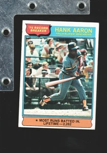 1976 Topps #1 Hank Aaron RBI Record Breaker NO CREASES VG/VGEX HR KING BREWERS A - Picture 1 of 2
