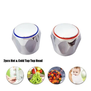 2pcs Hot & Cold Tap Top Head Faucet Cover Chrome Plated Replacement Set Kitchen - Picture 1 of 9
