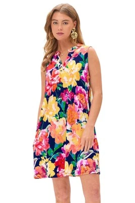 Dear Scarlett Womens Lizzy Sleeveless Relaxed Tank Dress, Navy - Image 1 of 2