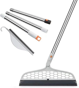 2 In 1 Multi-Surface Silicone Broom Pet Hair Remover W/ Mini Squeegee Lightweigh - Picture 1 of 8