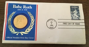 JUL 6 1983 BABE RUTH OFFICIAL MEDALIST FIRST DAY COVER CHICAGO IL - Picture 1 of 2