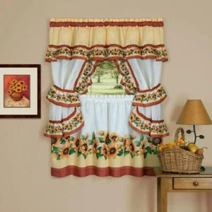 Achim Black Eyed Susan 5 piezas Juego de ventanas de cabaña con estampado floral Spice 57" X 36" - Imagen 1 de 1