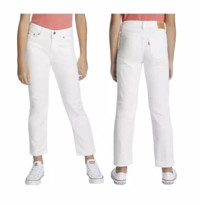 ❤️❤️❤️High Rise Straight Ankle Big Girls Jeans Youth Sz 16 White Stretch Modern - Picture 1 of 7