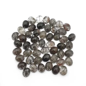 Natural Black Rutile Quartz Loose Stone Oval Cabochon 8*10 MM 100 CT 38 Pcs - Picture 1 of 5