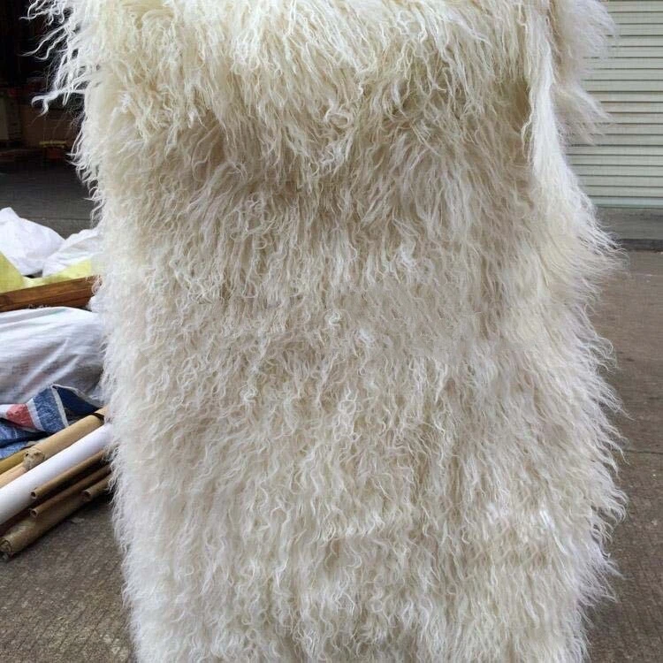 Long Hair Tibetan Mongolian Sheepskin Fur Area Rugs Blanket Carpet Mat 43"x21.6" - Image 1 of 4