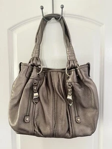 B. Makowsky Pewter Metallic Leather Bag NWOT - Picture 1 of 6