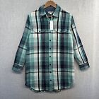 NEW Outerknown Blanket Shirt Dress Womens XS Blue Plaid Long Sleeve Knit Flannel