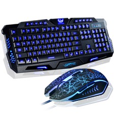 Ares K1 3 Colors LED Backlight Game Gaming Keyboard Crack Mouse Combo UK Layout