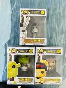Funko Pop Shrek Donkey Puss Set #278 #279 #280 - Picture 1 of 6