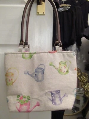Pretty Canvas Shoulder Bag / Handbag with Candy Stripe Lining and Magnetic Clasp - Image 1 of 4