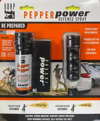 UDAP PEPPER POWER Jogger Fogger Pepper Power Defense Spray 2pk (1) Fogger w/Clip (1) Keychain Fogg