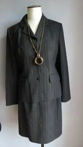 CAROLL Set Rock Jacke Blazer schwarz Streifen Wollmischung Gr. 42 NEU - Bild 1 von 11