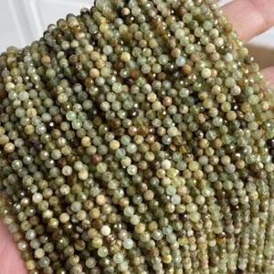Cuentas de piedra tsavorita granate verde facetado micro redondas naturales genuinas de 2/3/4 mm - Imagen 1 de 7