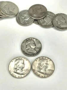Franklin Half Dollars 90% Silver Lot of 3 Coins Random Dated Circulated - Picture 1 of 4