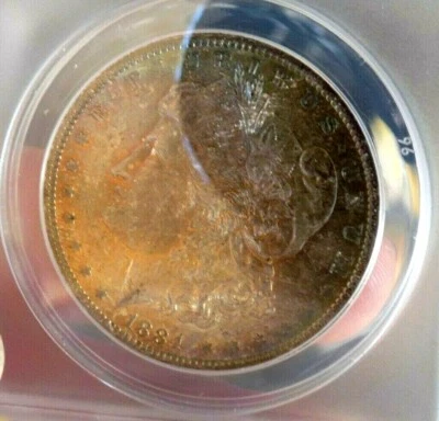 MORGAN SILVER DOLLAR 1884 O ANACS MS 64 MONTER RAINBOW STUNNING COLORS DUAL SIDE - Image 1 of 4