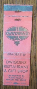 DWIGGINS STANDARD GAS STATION 1970s MATCHBOOK MATCHCOVER: MACON, MISSOURI -E22 - Picture 1 of 2