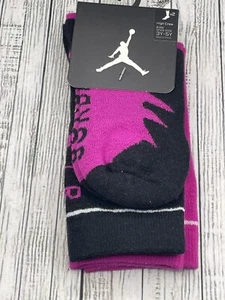 Nike Air Jordan Girl 2 Pr Crew Socks ~ Black & Fuchsia ~ Size Small ~ 3Y-5Y NEW - Picture 1 of 3