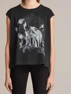 All Saints Wolves Brookita Tank Top Tee T-Shirt Women size Small Graphic - Picture 1 of 10