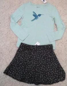 NWT 6-7 S Gap Kids Hummingbird Shirt Twilight Hour Floral Flared Skirt - Picture 1 of 5