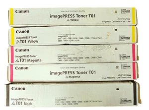 New Genuine 5 CANON Black Yellow Magenta imagePRESS Toner T01 C60 C600 C700 C800 - Picture 1 of 4