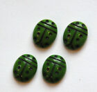Opaque Green and Black Glass Lady Bug Cabochons (4) cab781S