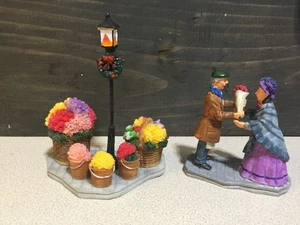 Carole Towne Collection Christmas Village Minatures Flower Vendor - Picture 1 of 3