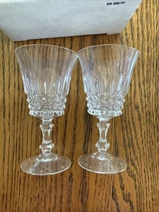VTG W.M. Dalton 24% French Lead Crystal Verite Pattern Cordial Glasses Set of 2 - Picture 1 of 7